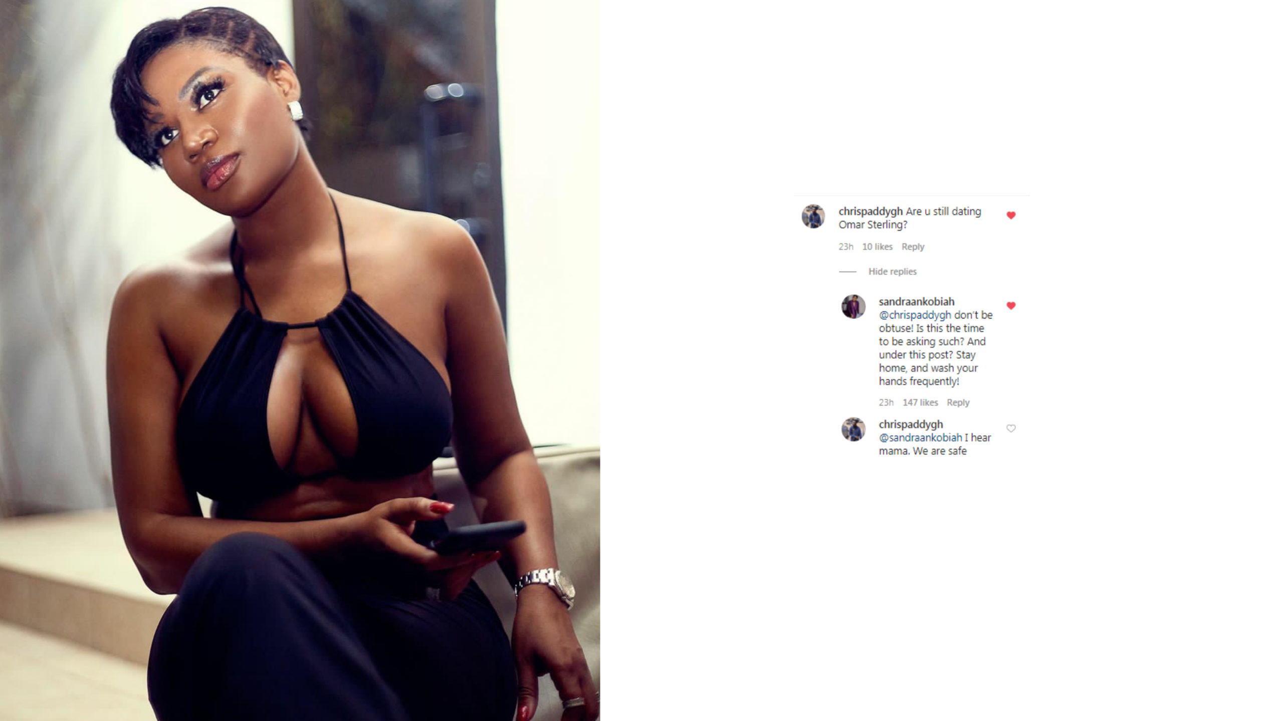 Sandra Ankobiah Shows A Fan No Mercy On Instagram For Asking About Omer Sterling| Screenshot