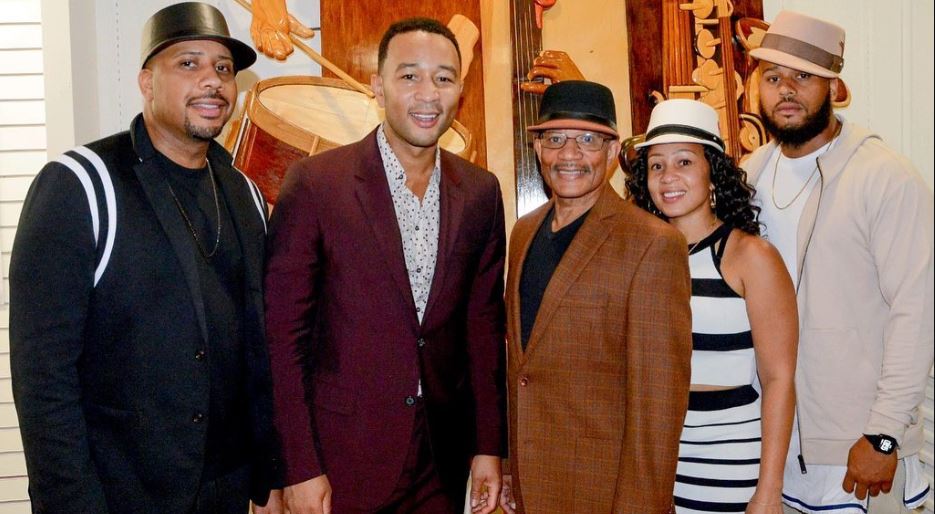 John Legend with his parents and siblings