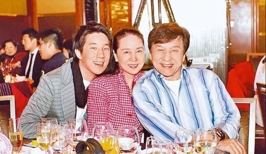 Jackie Chan with his wife and son