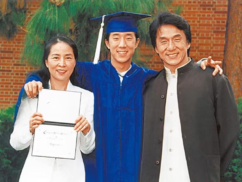Jackie Chan with his wife at their son's graduation
