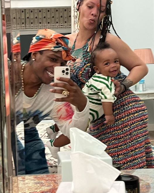 Rihanna and Asap Rocky with their son, RZA. Image Source: Instagram