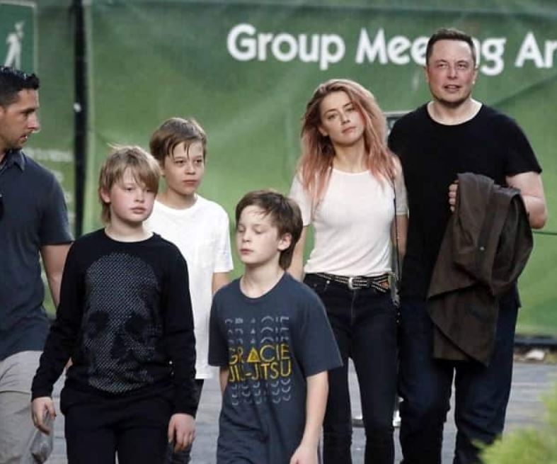 Elon Musk pictured with his sons and first wife, Justine Wilson