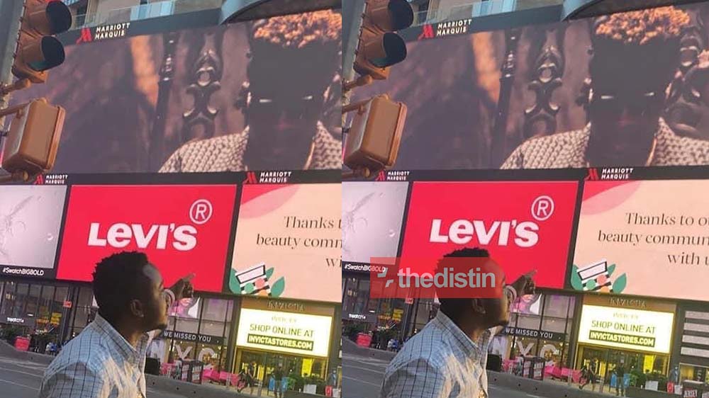 New York Times Square: Shatta Wale Featured On Giant LED Screen For The Second Time Ahead Of "Black Is King" Video Release