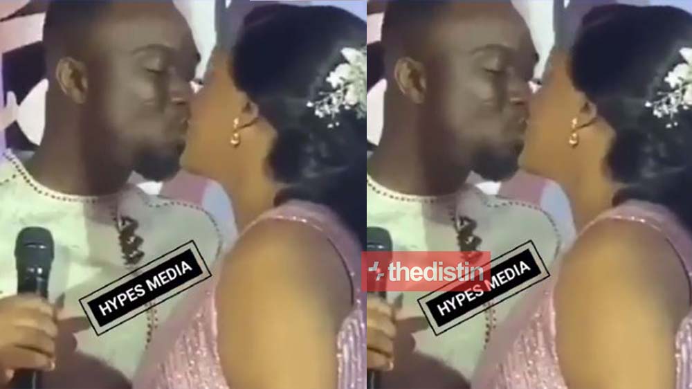 Watch The Beautiful Moment Joe Mettle Romantically Kissed His wife Salomey Selasie Dzisa At Their White Wedding