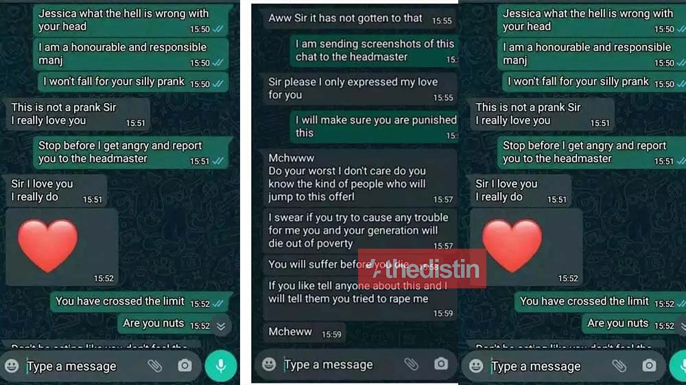 Leaked Chat: Student Threatens To Accuse His Teacher Of Rape After He Refused Her Intimate Relationship Proposal