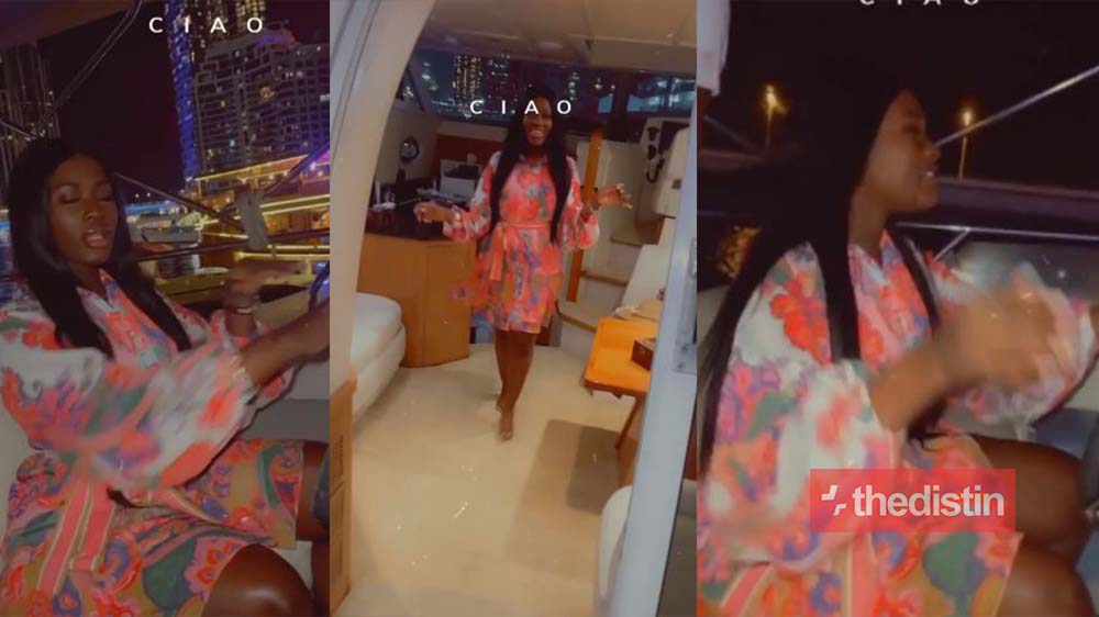 Rich Fella Makafui Rides In An Expensive Yacht In Dubai, Medikal Reacts (Video)