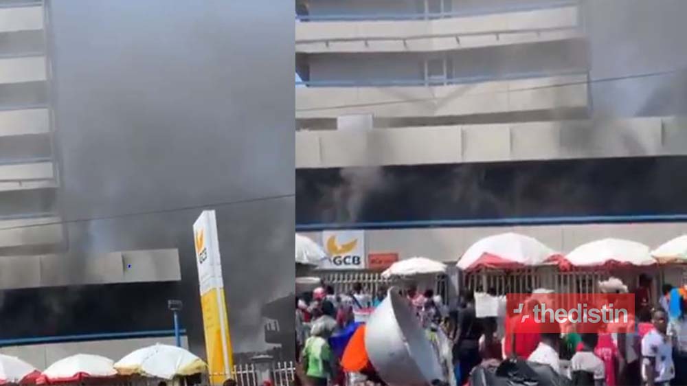 Breaking News: Fire Outbreak At Ghana Commercial Bank Accra Central (Video)
