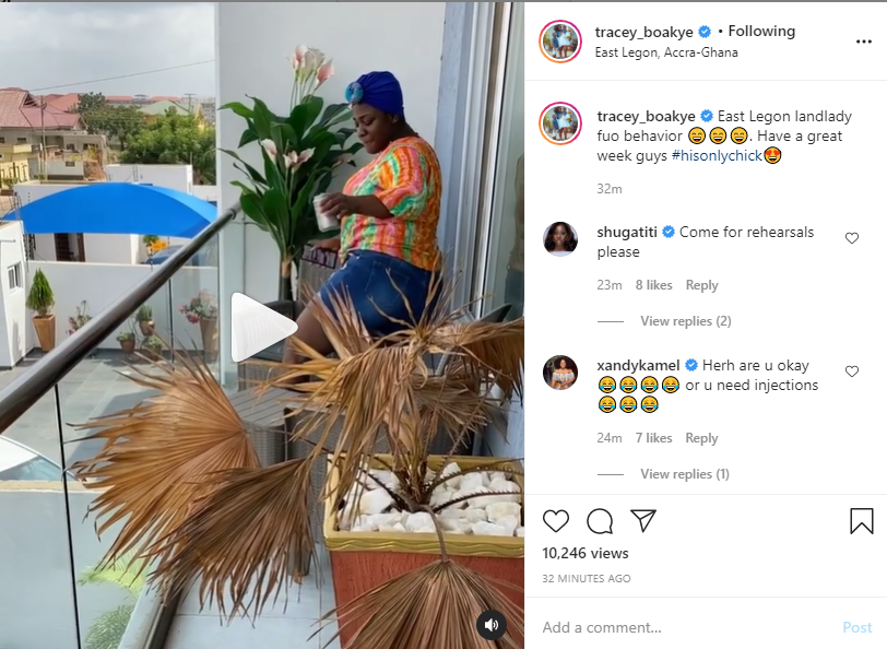 Controversial actress and producer, Tracey Boakye shows off her twerking skills as she praises herself for owing a house at East Legon.
