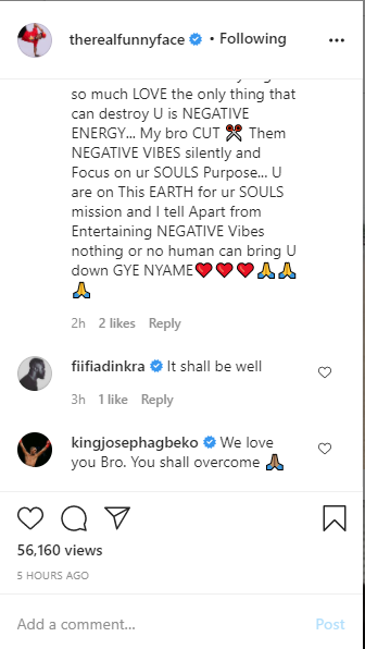 'I will die like terminator da movie' Funny Face shocks Ghanaians with Suicidal notes amid his estranged relationship with his baby mama, Ama Vanessa and all it's brouhahas, some Ghanaian celebrities reacts.
