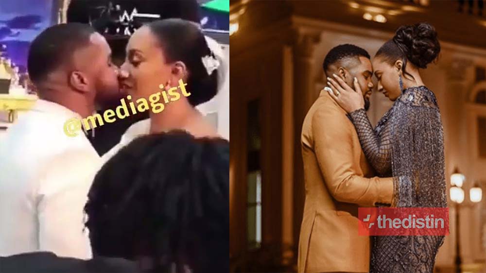 Love Is Sweet: Adorable Moment Nollywood Actor, William Uchemba Passionately Kisses His Wife As They Exchange Vows In Church (Video)