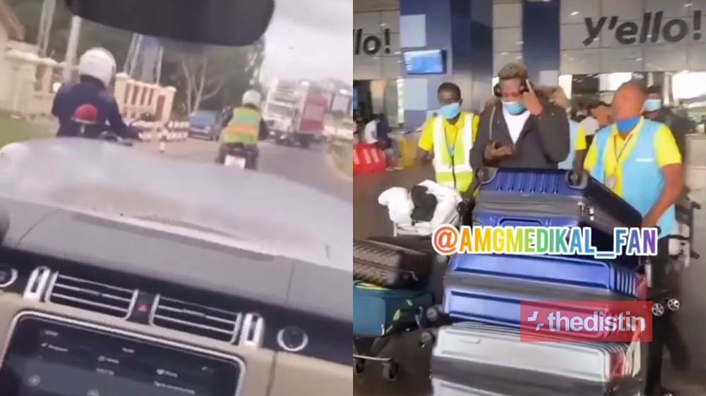 Medikal & Fella Makafui Gets Police Escort As He Arrives In Ghana (Video)