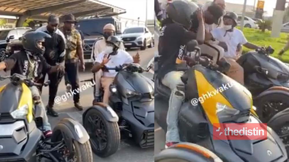 See How Davido And Stonebwoy Left The Kotoka Airport On Their Motor Bikes After He Arrived In Ghana (Video)