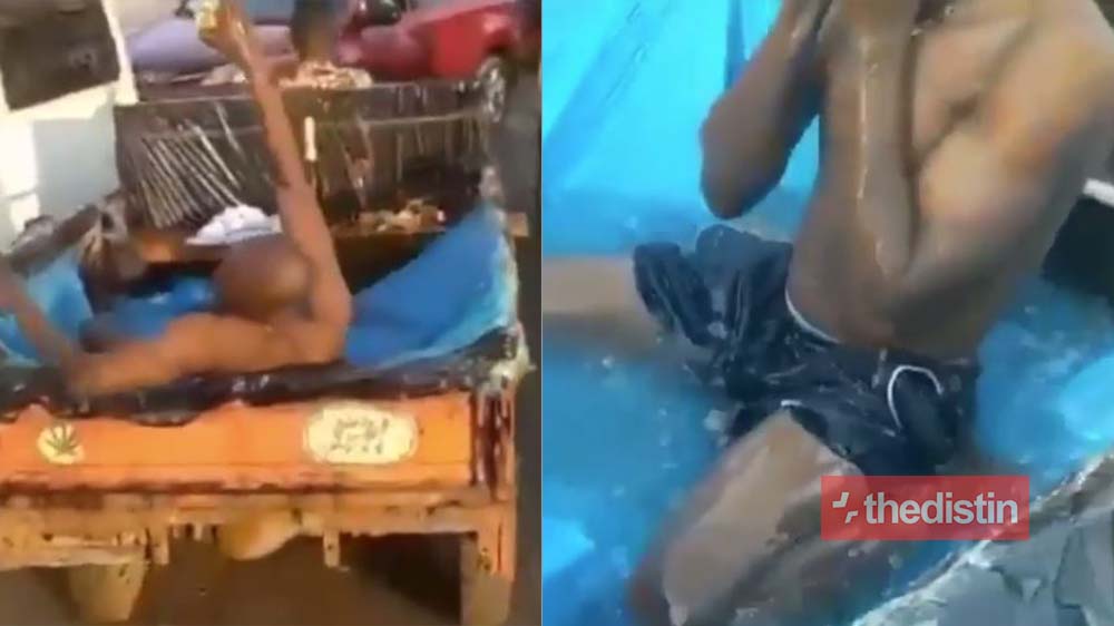 NPP Man Turns 'Aboboya' Into A Swimming Pool As He Swims And Celebrate His Birthday (Video)