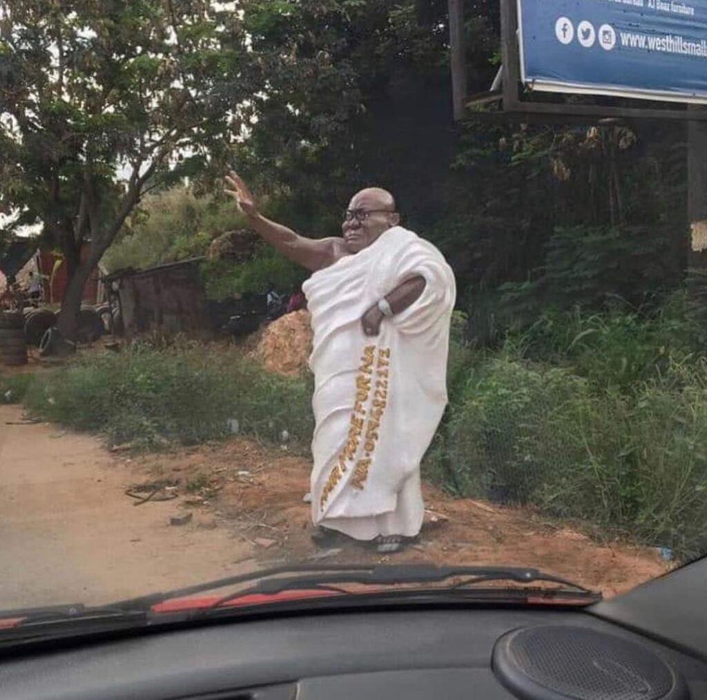 Nana Addo’s Statue Found Facing Down After The Election (Photo) 2