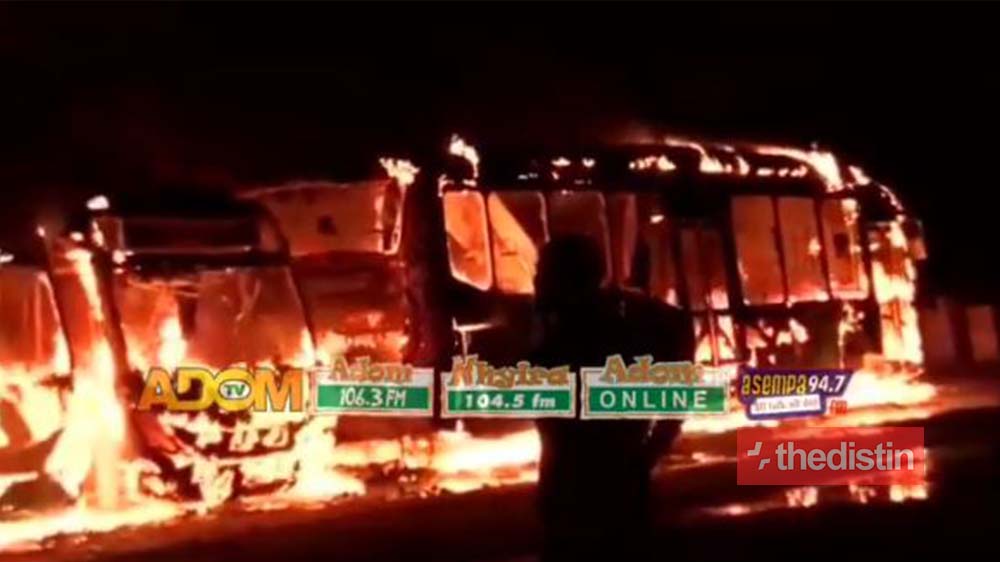 Fire Engulfs Ayalolo Buses In The Ashanti Region ( Watch Video)