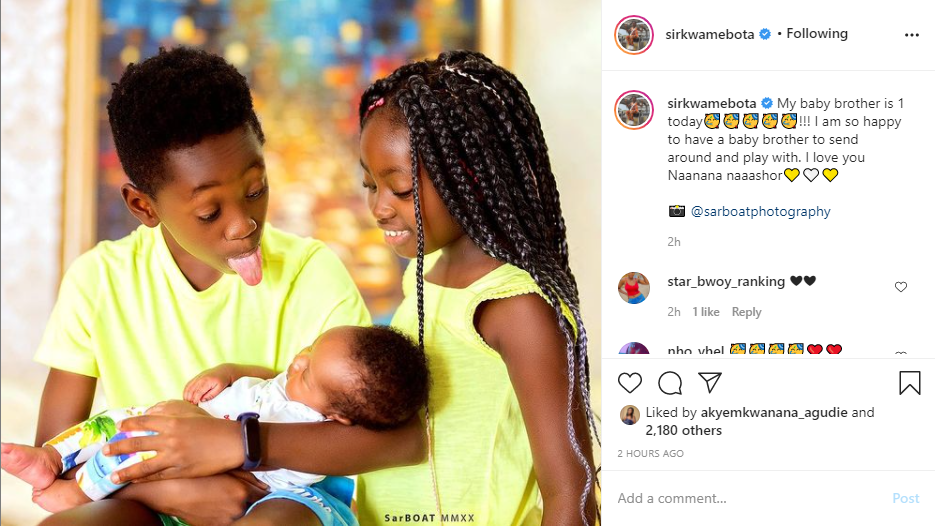 Okyeame Kwame's wife, Annica Nsiah-Apau gives birth to a baby boy after already having a son and a daughte