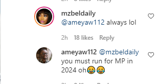 Mzbel snubs her leaked audio with Tracey Boakye fighting over Mahama as she celebrates the manager of her Belas pub.