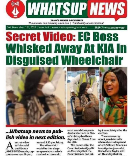EC Chairperson, Mrs Jean Mensa Reportedly Disguises Herself As A Sick Person On A Wheelchair Before Traveling Outside Ghana | Details