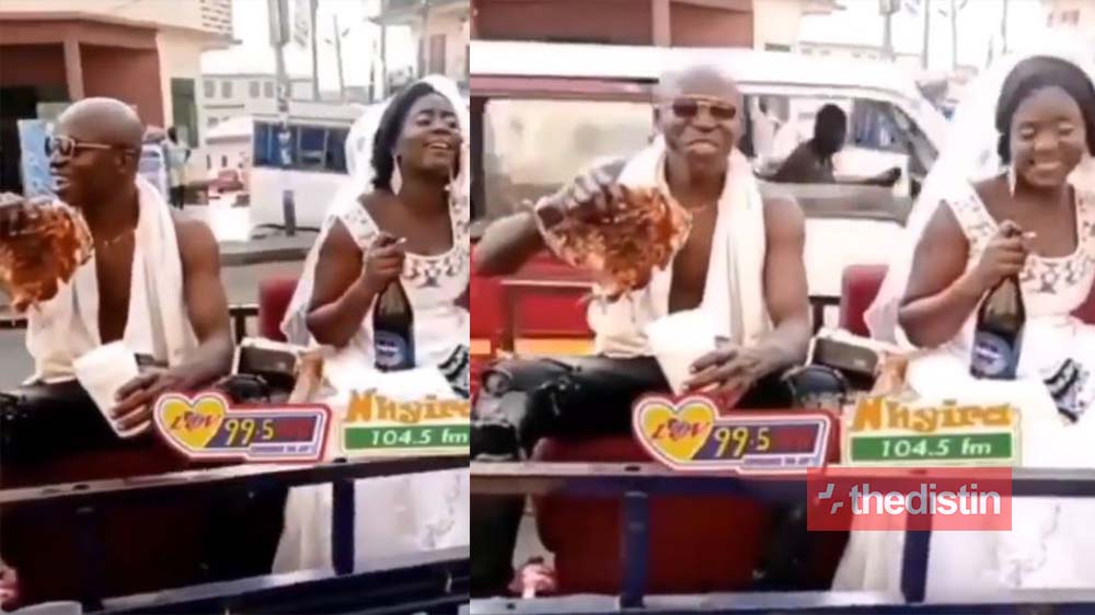 See How These Newly Wedded Couple Are Chilling After Their White Wedding In A Tricycle (Video)