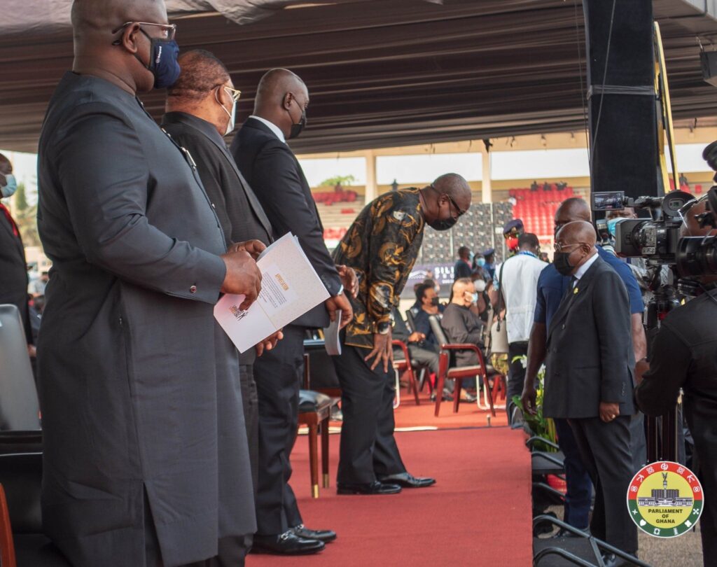 Photo Drops As John Mahama Bows Before Nana Addo At Rawlings' Funeral Rite