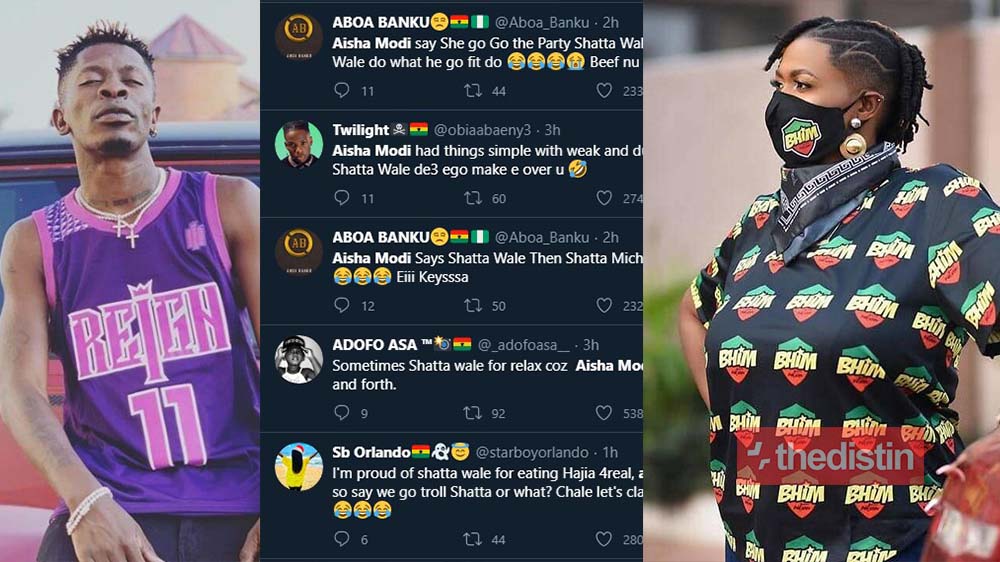 “1Don de3 he no go spare u oo” – Ghanaians React To Shatta Wale-Aisha Modi Feud | Screenshots