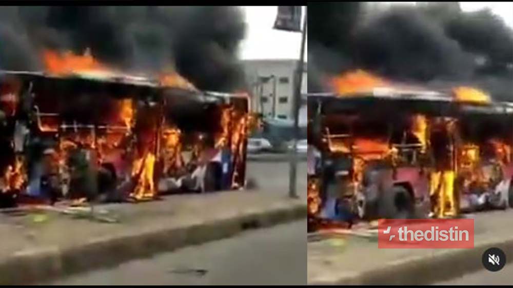 Breaking: Passengers Escape Death As 'Moving' Bus Catches Fire On The Road | Video