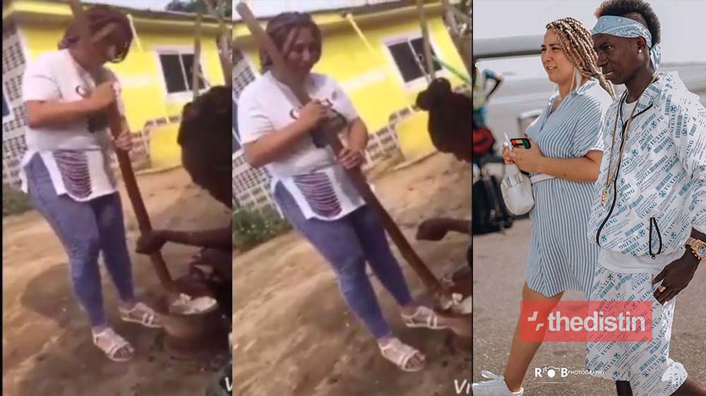 Video Of Patapaa's Wife Liha Miller Pounding Fufu For Him Goes Viral, Ghanaians React | Screenshots