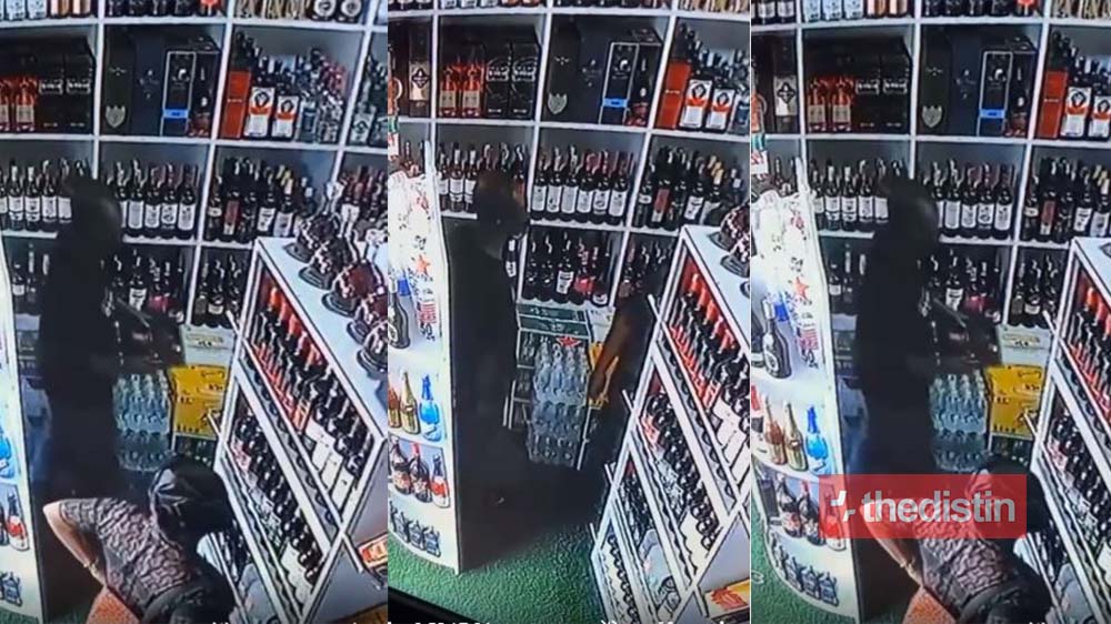 CCTV Footage Captures Moment Mother And Her Son Were Stealing In A Wine-Shop At Tema, Ghanaians React (Video)