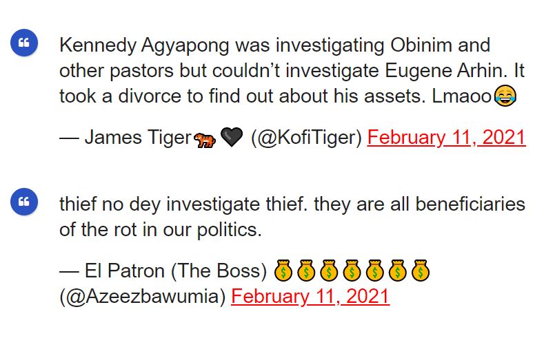 Ghanaians Blast Kennedy Agyapong For Spending Time Investigating Pastors When Eugene Arhin Was 'Chopping' Money from Ghana | Screenshots 2