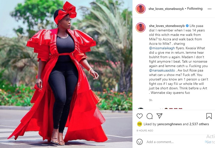 Stonebwoy Ayisha Modi has started a fresh beef with Ghanaian fashion icon, Nana Akua Addo as she has accused her of badmouthing her to Victoria Kimani and alleged she owes her.