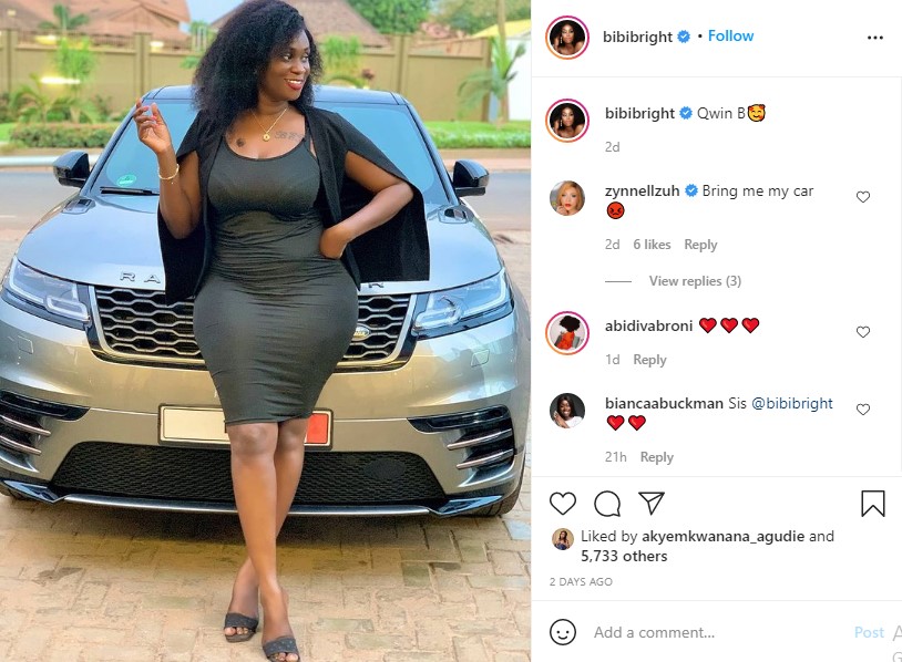 Ghanaian actress, Bibi Bright has reportedly acquired a brand new Range Rover.