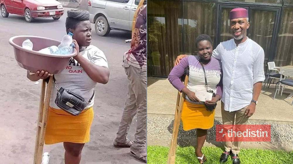 Mary Daniel: Lady Who Sells ‘Bottled Water’ On One Leg Gifted N1m From Nigerian Politician, Ugwumba Uche Nwosu (Photos)