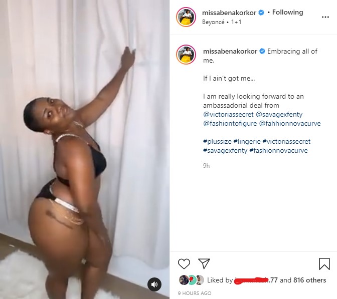 Ghanaian TV presenter and former staff at Media General, Nana Abena Korkor Addo has dropped a new mouth-watering video in lingerie amid being sacked by Tv3.