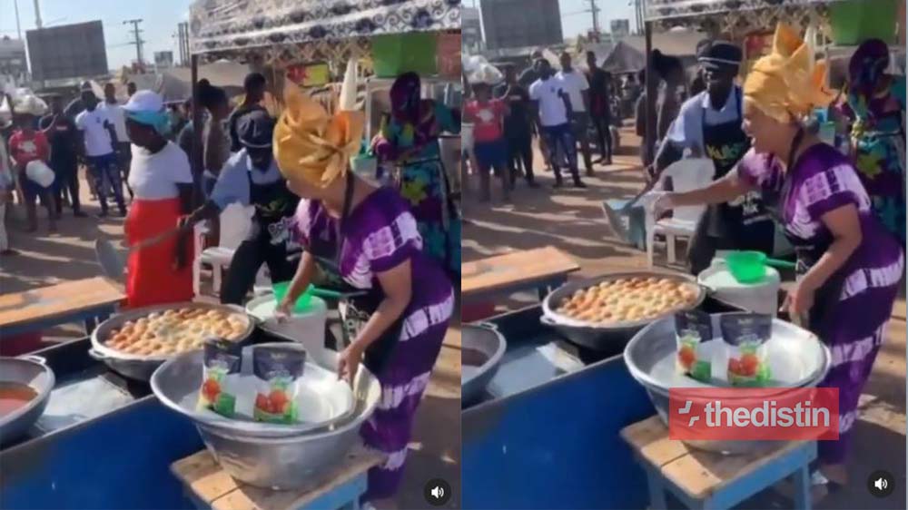 Nana Ama Mcbrown And Lilwin Cause Stir On Social Media As They Fry Bofrot In Public | Video