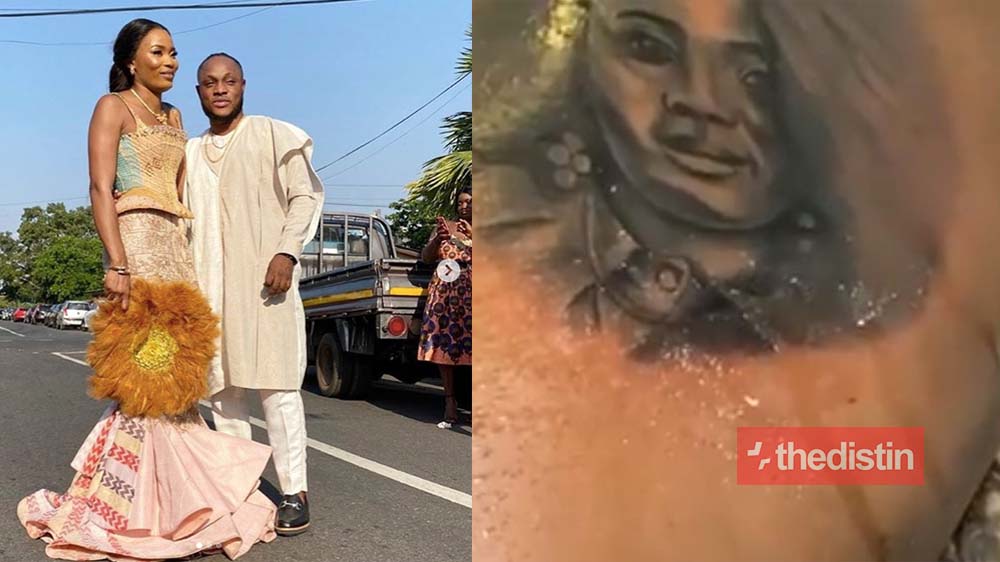 Keche Andrew Beautifully Tattoos His Wife's Face On His Back, 'Lucky' Joana Gyan Reacts Feeling Special (Video)