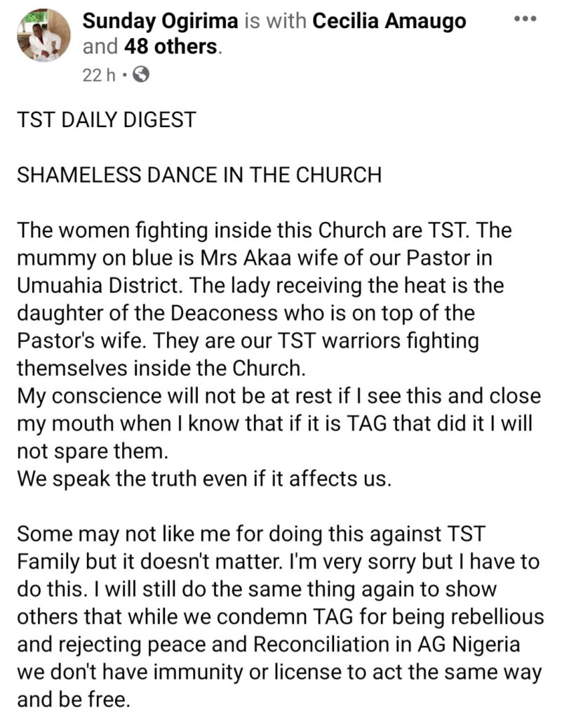Pastor's wife and female church member fights dirty in church (video)