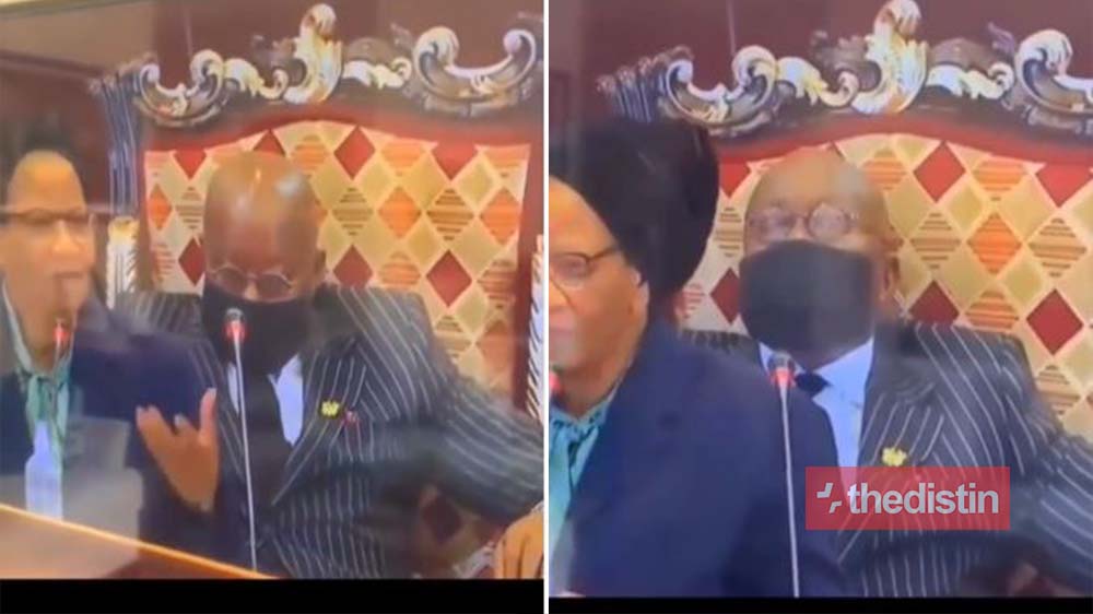Ghanaians React To Video Of 'Tired' President Nana Addo Sleeping At A Conference In France (Screenshots)