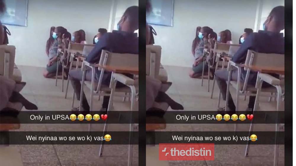 Photos Of UPSA Students Kneeling In A Lecture Hall While Lectures Was Ongoing Goes Viral, Ghanaians React