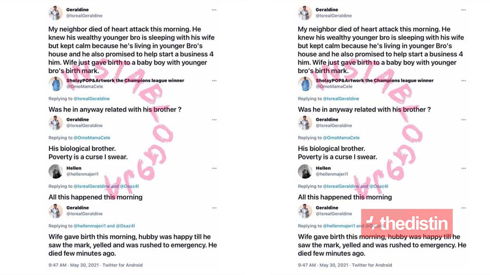 Fear Women: Man Reportedly Dies Of Heart Attack After His Cheating Wife Gave Birth For His Rich Younger Brother (Screenshots)