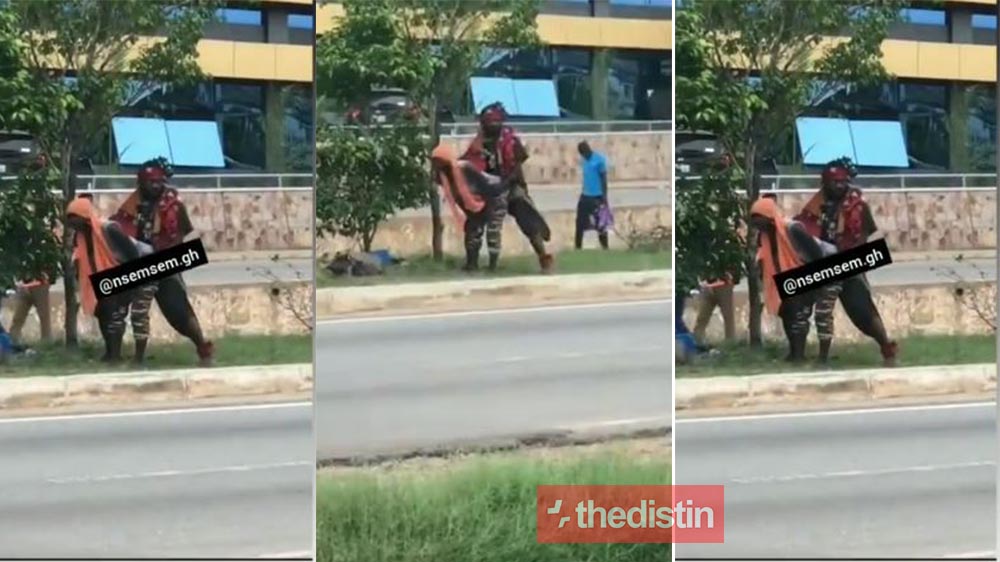 Video Of A Mad Man Cuddling With A Lady On The Street Goes Viral, Ghanaians React