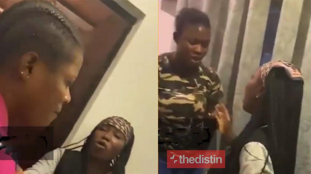 "I’ll slap you, If you touch her" - Boyfriend Threatens To Slap Girlfriend If She Beats Side Chic After She Was Caught In His Room (Video)