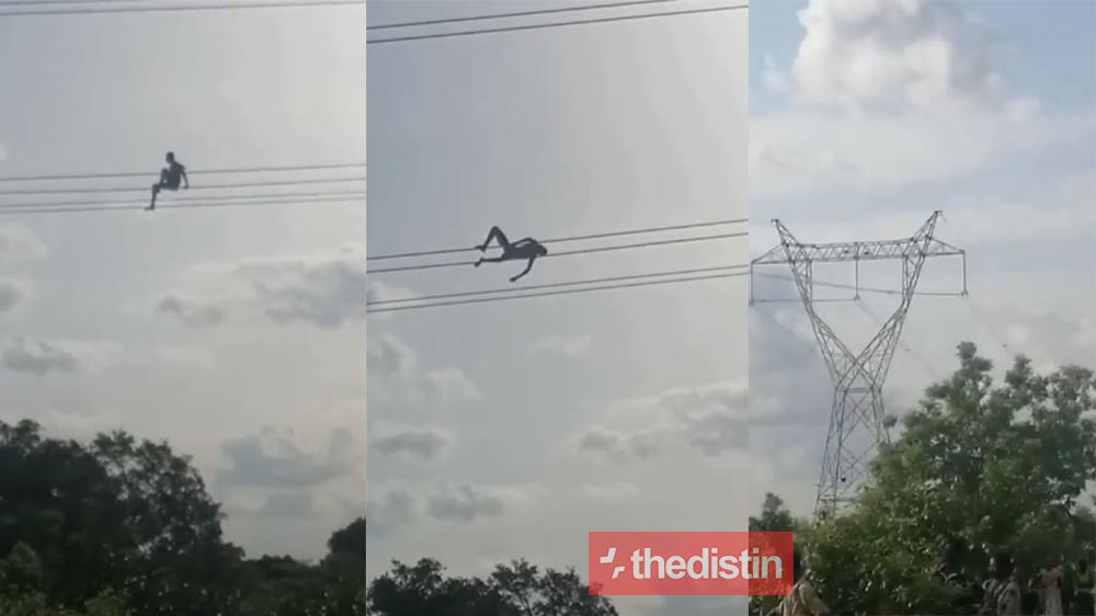 Video Of A Mad Man Playing On High Tension Cables Goes Viral, Ghanaians React