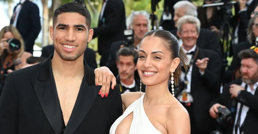 Achraf Hakimi and Hiba Abouk on red carpet in 2022