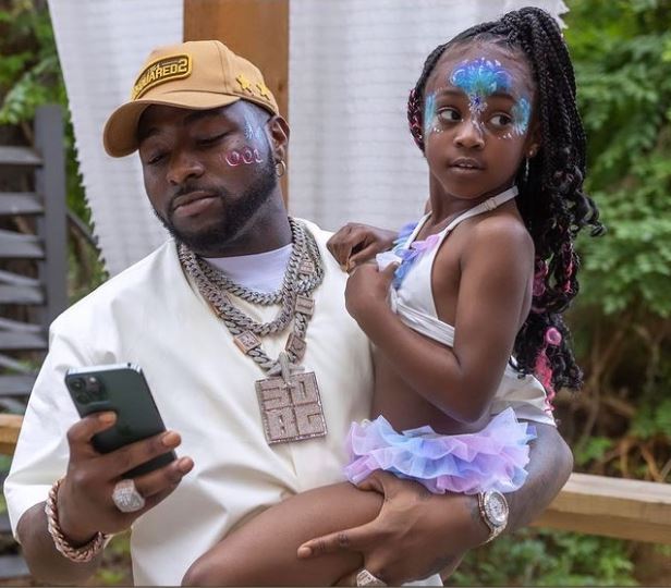 Davido with her second child, a daughter named Hailey Adeleke. 
