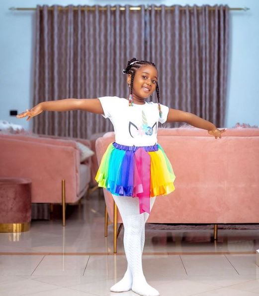 Hajia4Real's adorable daughter looks cute in a picture. 