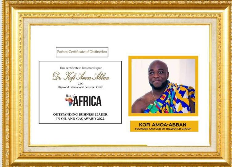 Dr. Kofi Amoa Abban honored with a certification by Forbes. 
