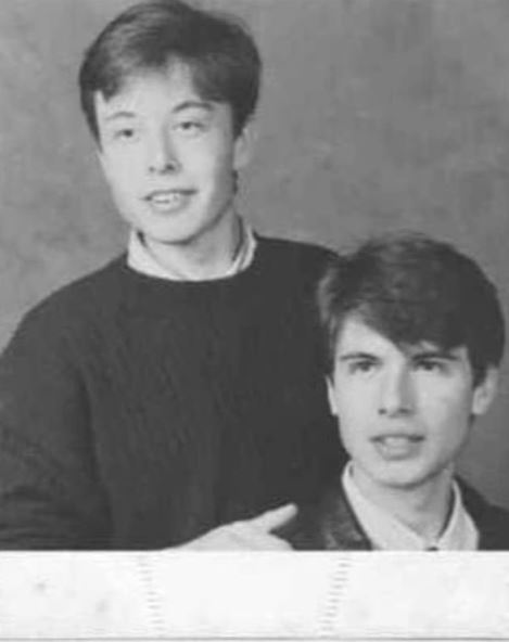 Elon and Kimbal Musk are seen as teenagers in an old black and white snapCredit: Errol Musk