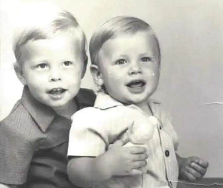 Elon Musk and his brother Kimbal are seen together in kids in an old black and white pic from the family photo albumCredit: Errol Musk