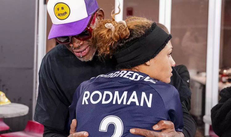 Trinity Rodman (2) with her father, basketball legend Dennis Rodman