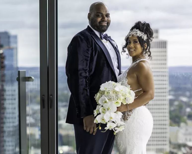 Michael Oher and his wife, Tiffant Roy, on their wedding day. PHOTO: KATHY THOMAS PHOTOGRAPHY